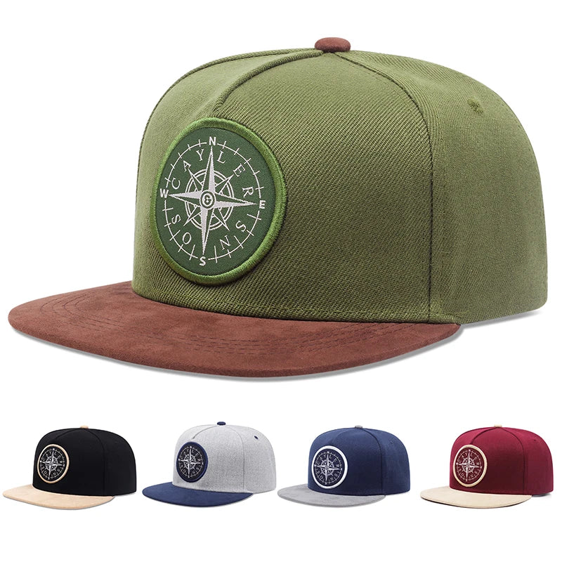 Fashion New NSWE Compass Flat Edge Hat Men Retro Street Hip Hop Hat Women Decorative Color Blocked Hat