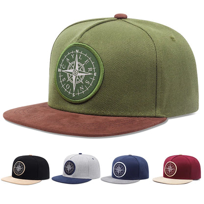 Fashion New NSWE Compass Flat Edge Hat Men Retro Street Hip Hop Hat Women Decorative Color Blocked Hat