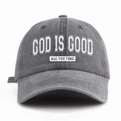 God Is Good Printed Water Washed Baseball Hat Simple