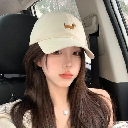 Dachshund Embroidery Baseball Hat Sunscreen Fashion Outdoor Hat