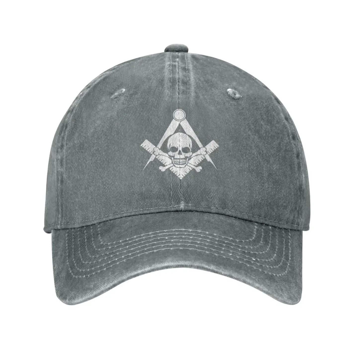 Skull And Cross Bones Square Compass Masonic Freemason Caps