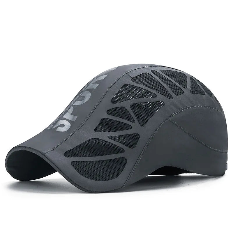 Unisex Breathable Mesh Flat Cap Quick Dry