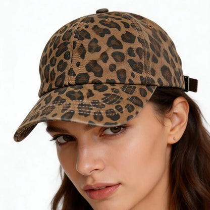 Vintage Leopard Print Baseball Cap for Women