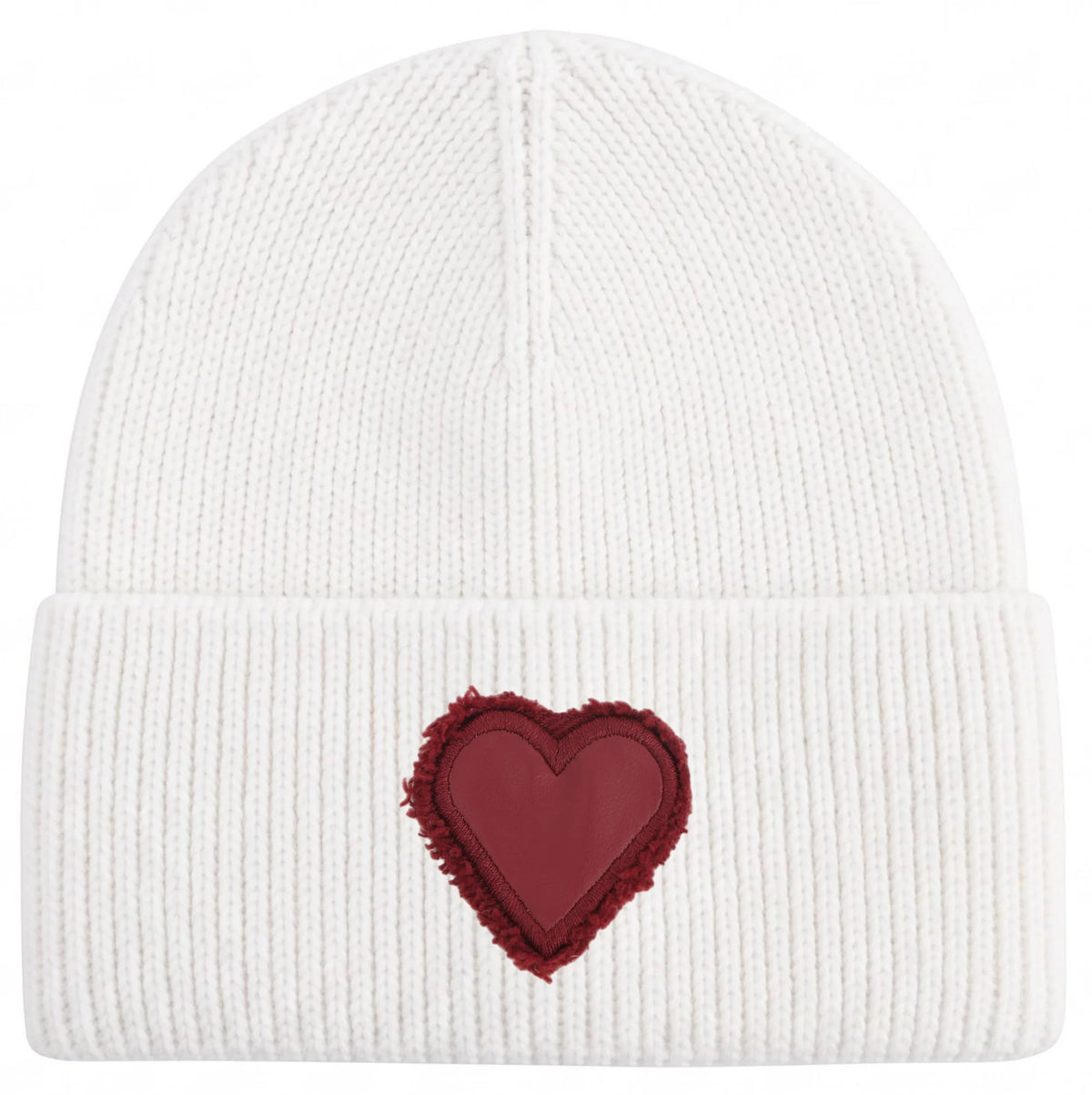 Winter Cotton Knitted Beanies Leather Heart Outdoor Hat Children Hats
