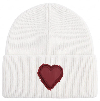 Winter Cotton Knitted Beanies Leather Heart Outdoor Hat Children Hats