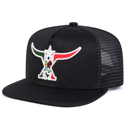 Unisex Ox Horn Embroidery Hip-hop Net Hats Spring Summer