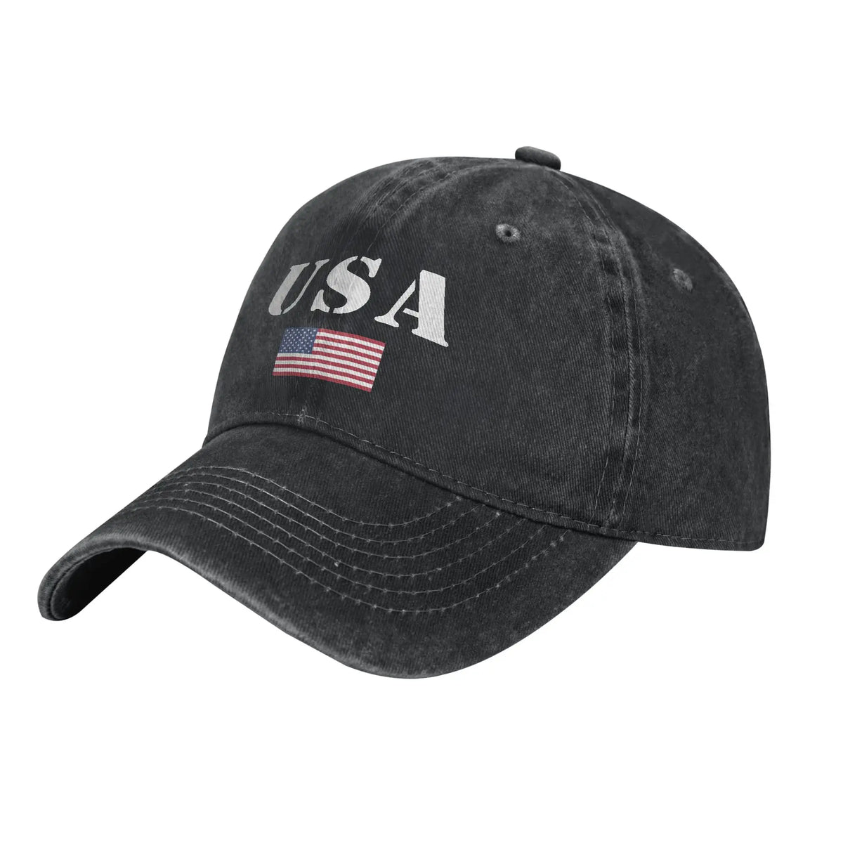 USA Vintage Military With United States Flag Baseball Cap