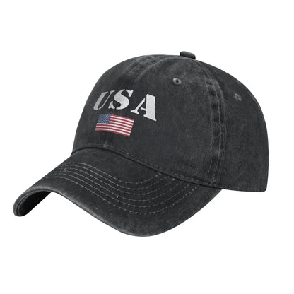 USA Vintage Military With United States Flag Baseball Cap
