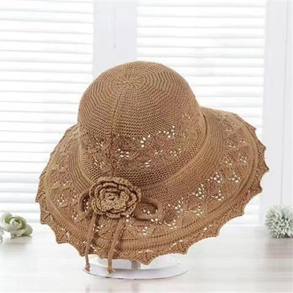Fashion Crochet Summer Sun Hat Foldable Weave Sunshade Hat
