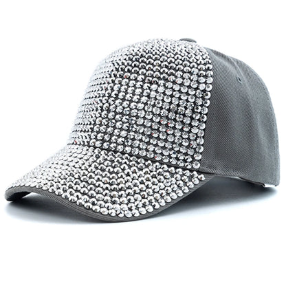 Women Diamond Inlay Cap Simple Plain Baseball Cap Female