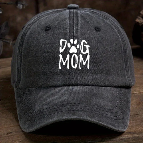 Classic Washed Retro Dog Mom Printed Baseball Cap