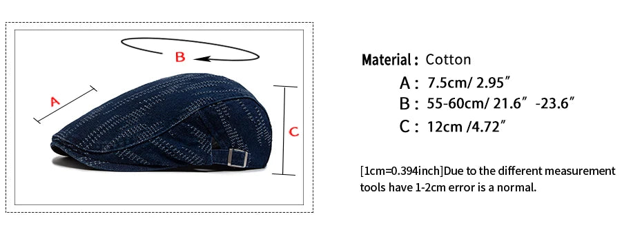 Denim Vintage Berets Men Women Newsboy Cap Summer Casual Cotton