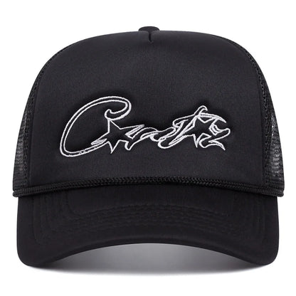 American Letter Embroidered Sun Hat Couple Mesh Breathable Duck Tongue