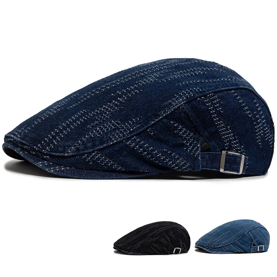 Denim Vintage Berets Men Women Newsboy Cap Summer Casual Cotton