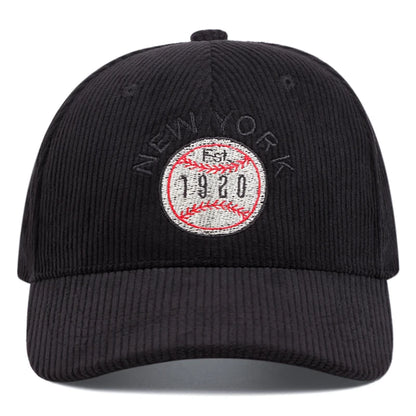 New York Corduroy Embroidered Baseball Caps for Men and Women