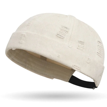Washed Cotton Destroyed Ripped Docker Cap