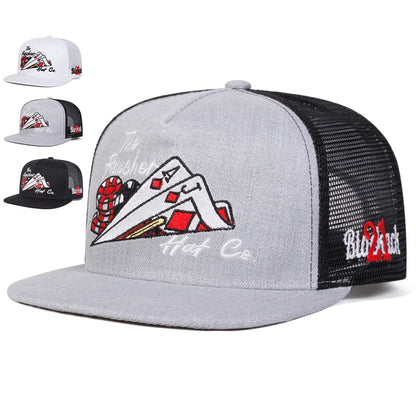 Unisex Poker Embroidery Hip-hop Net Hats Spring And Summer