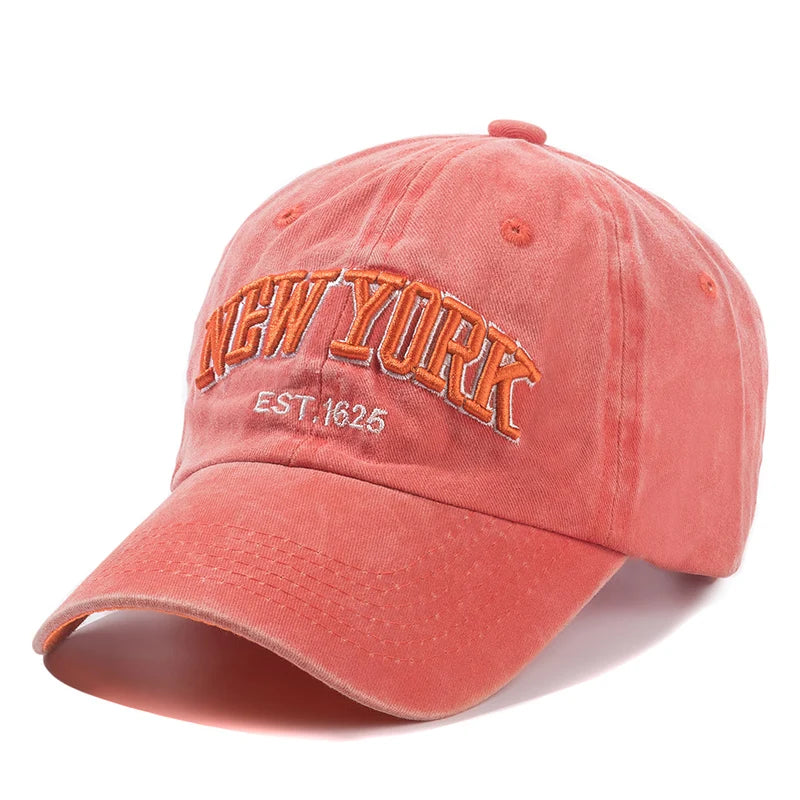 New York Washed Cotton Cap For Men Women
