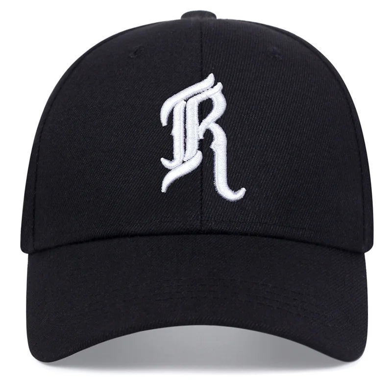 Letter Embroidery R Baseball Caps For Women Men Autumn Winter Cotton