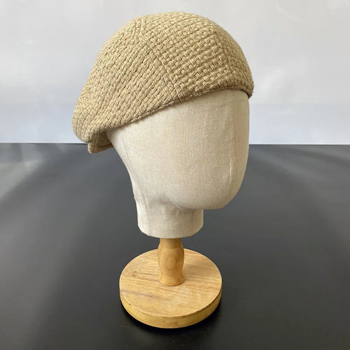 New Camel Men Berets British Western Style Wool Advanced Flat Ivy Cap