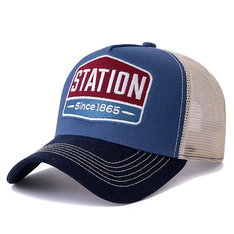 Unisex Baseball Cap Classic Station Letter Pattern Mesh Cap Men And Women