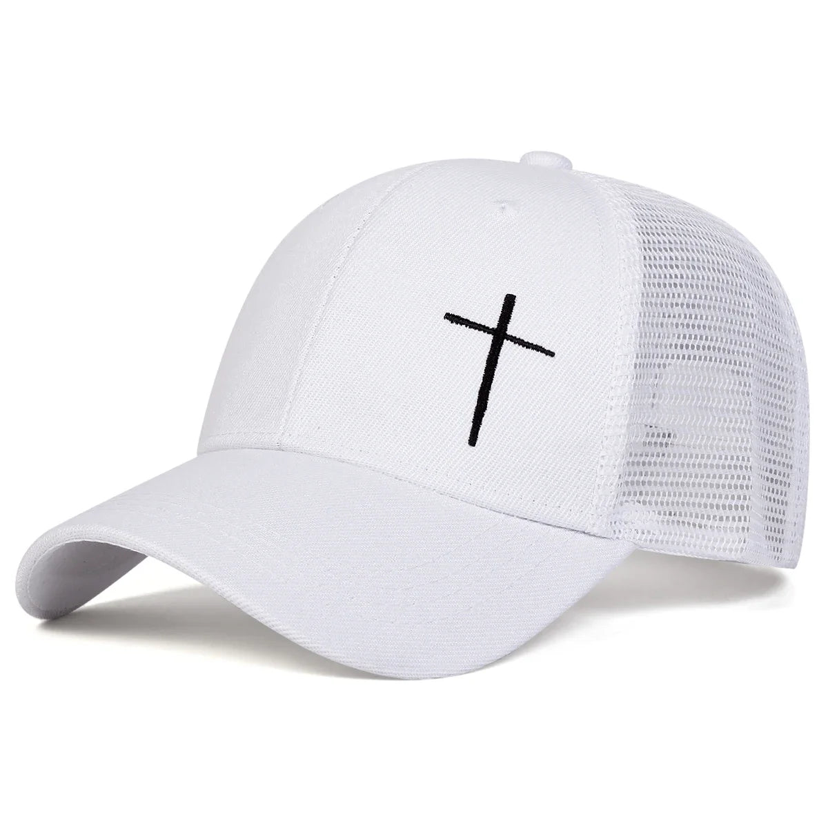 Unisex Cross Embroidery Baseball Net Caps
