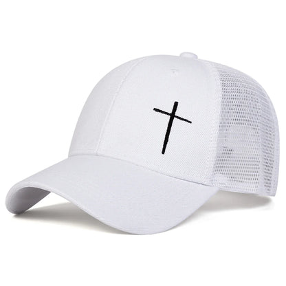 Unisex Cross Embroidery Baseball Net Caps