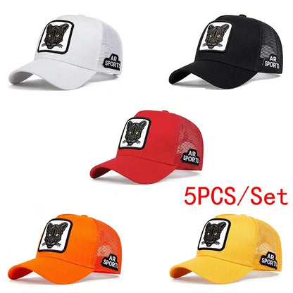 Unisex Panther Embroidery Baseball Net Caps Spring and Summer