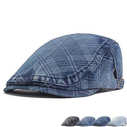 Four Seasons Cotton Geometric Print Newsboy Caps