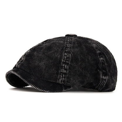 Japanese Simple Sticker Retro Corduroy Berets Cap For Women Spring And Autumn