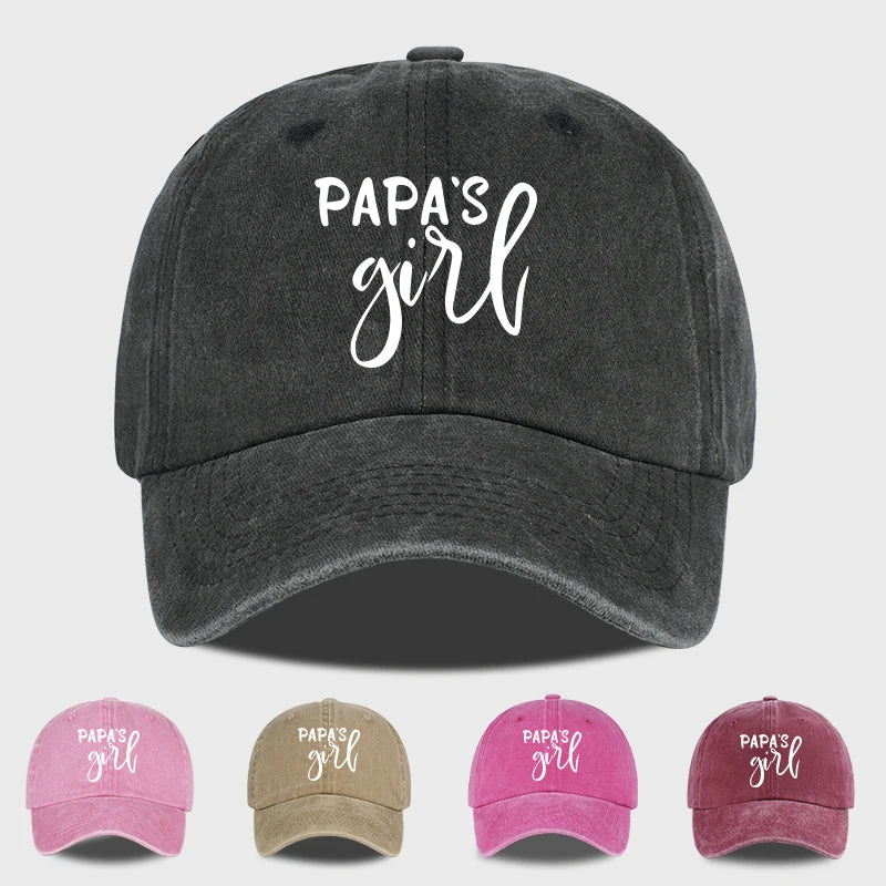 Vintage "Papa's Girl" Print Washed Baseball Cap