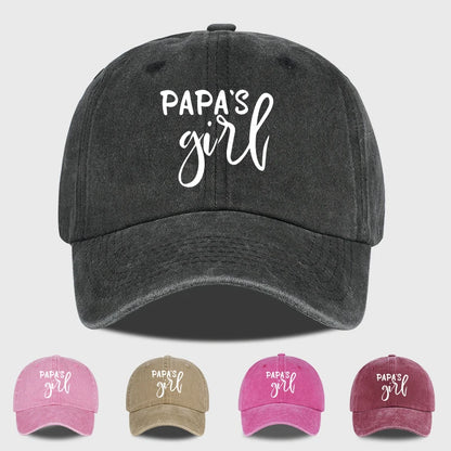 Vintage "Papa's Girl" Print Washed Baseball Cap