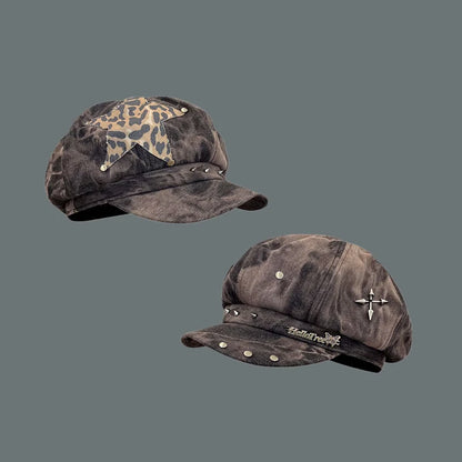 Y2K Personalized Star Sticker Rivet Design Berets Caps