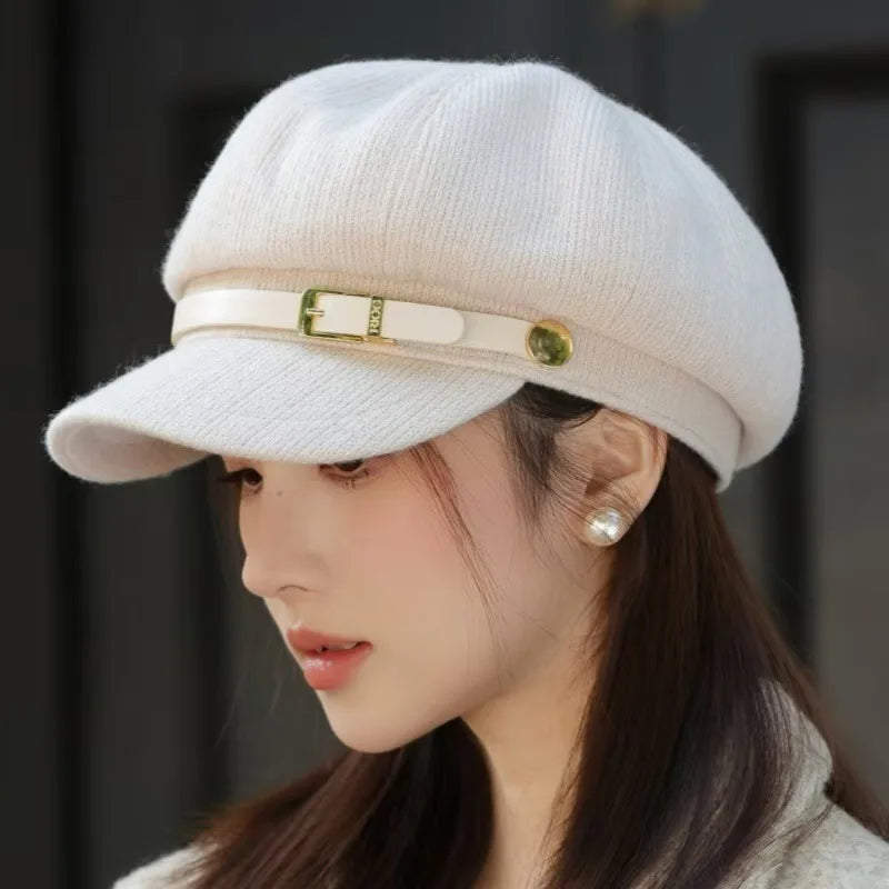 Women's Autumn And Winter Octagonal Beret Duck Tongue Painter Hat