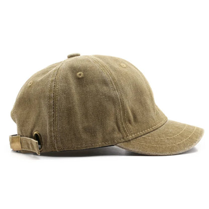 Retro Short Brim Baseball Cap Solid Color Adjustable Cotton Peaked Cap For Men Women Summer Casual Sun Hats