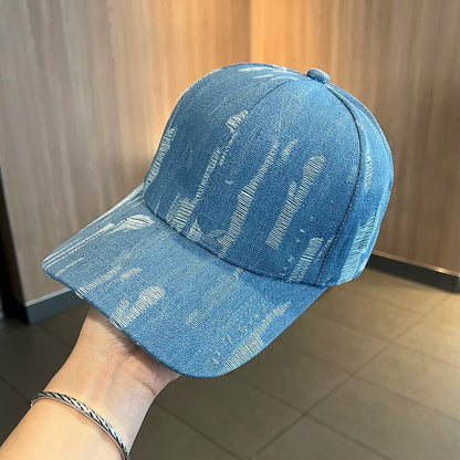 Retro Distressed Hard-Top Baseball Cap For Women