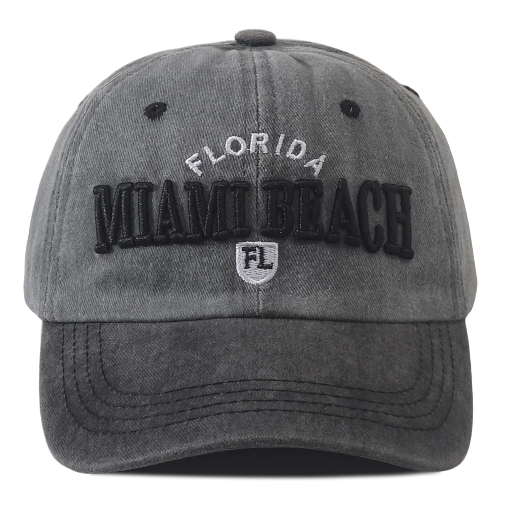 Miami Beach Letter Embroidered Baseball Cap Hip Hop