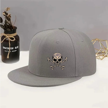 Skull and Crossbones Flat Brim Baseball Cap