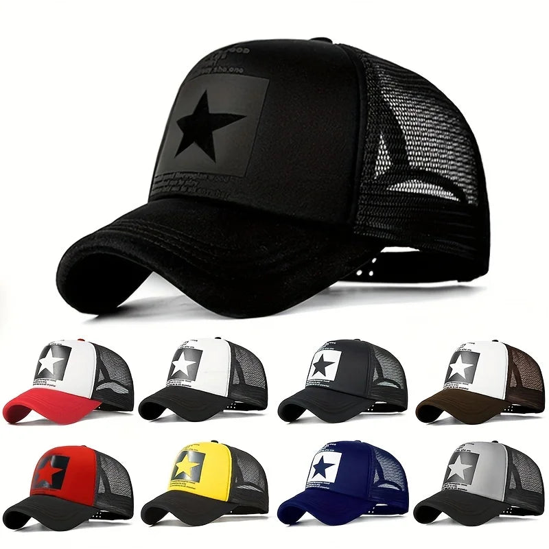 Unisfive-pointed Star Printed Baseball Cap Spring Summer Breathable Net Caps Men Women