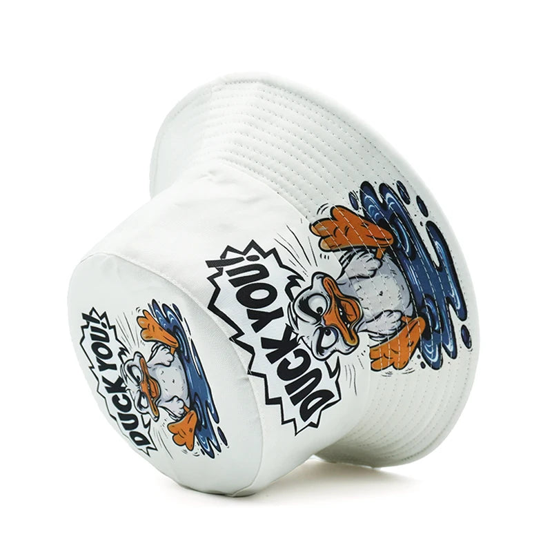 Bocca Cartoon Duck Bucket Hat Letter Pattern Fisherman Hats