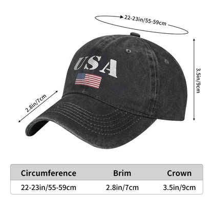 USA Vintage Military With United States Flag Baseball Cap