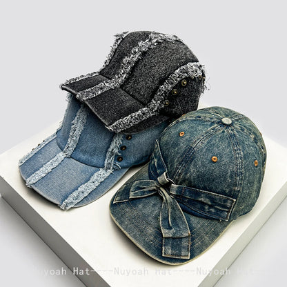 New Men Women Retro Bow Broken Style Baseball Hats