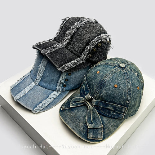 New Men Women Retro Bow Broken Style Baseball Hats