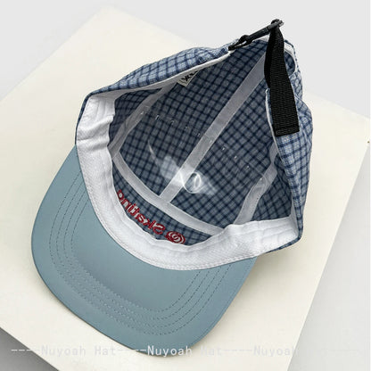 Korean Plaid Letters Embroidery Baseball Cap Unisex