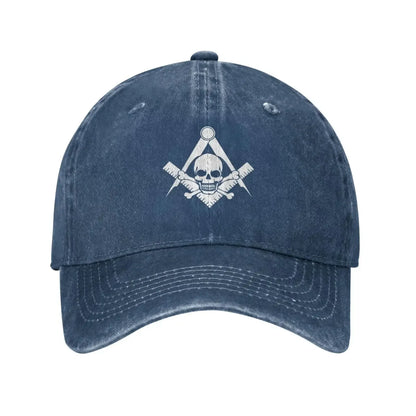 Skull And Cross Bones Square Compass Masonic Freemason Caps