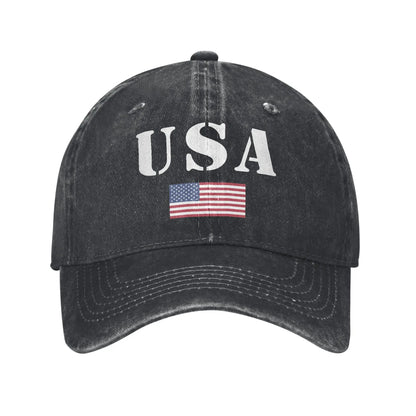 USA Vintage Military With United States Flag Baseball Cap