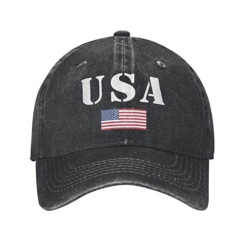 USA Vintage Military With United States Flag Baseball Cap
