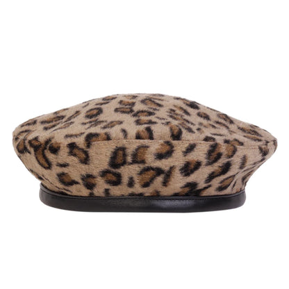 Unisex Fur Leopard Print Beret Men And Women Painters Hats