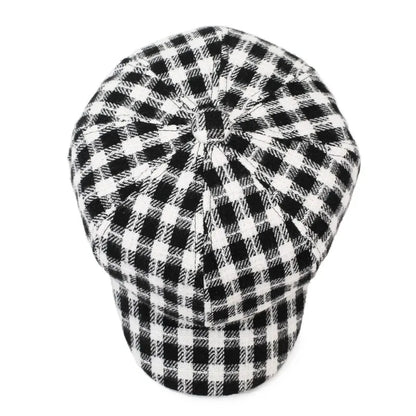 Plaid Berets British Retro Women's Octagonal Hat