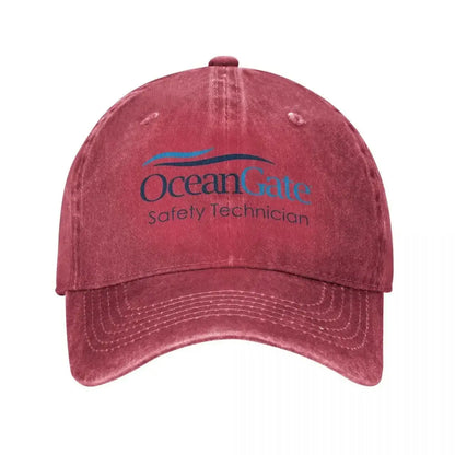 Vintage OceanGate Safety Technician Baseball Cap Unisex Style Distressed Washed Headwear Outdoor All Seasons Travel Hats Cap